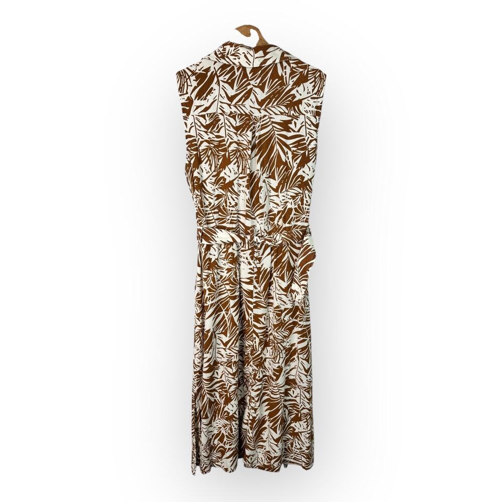 Melloday Womens size Medium Linen Blend Safari Tropical Belted  Midi Dress - Picture 2 of 9